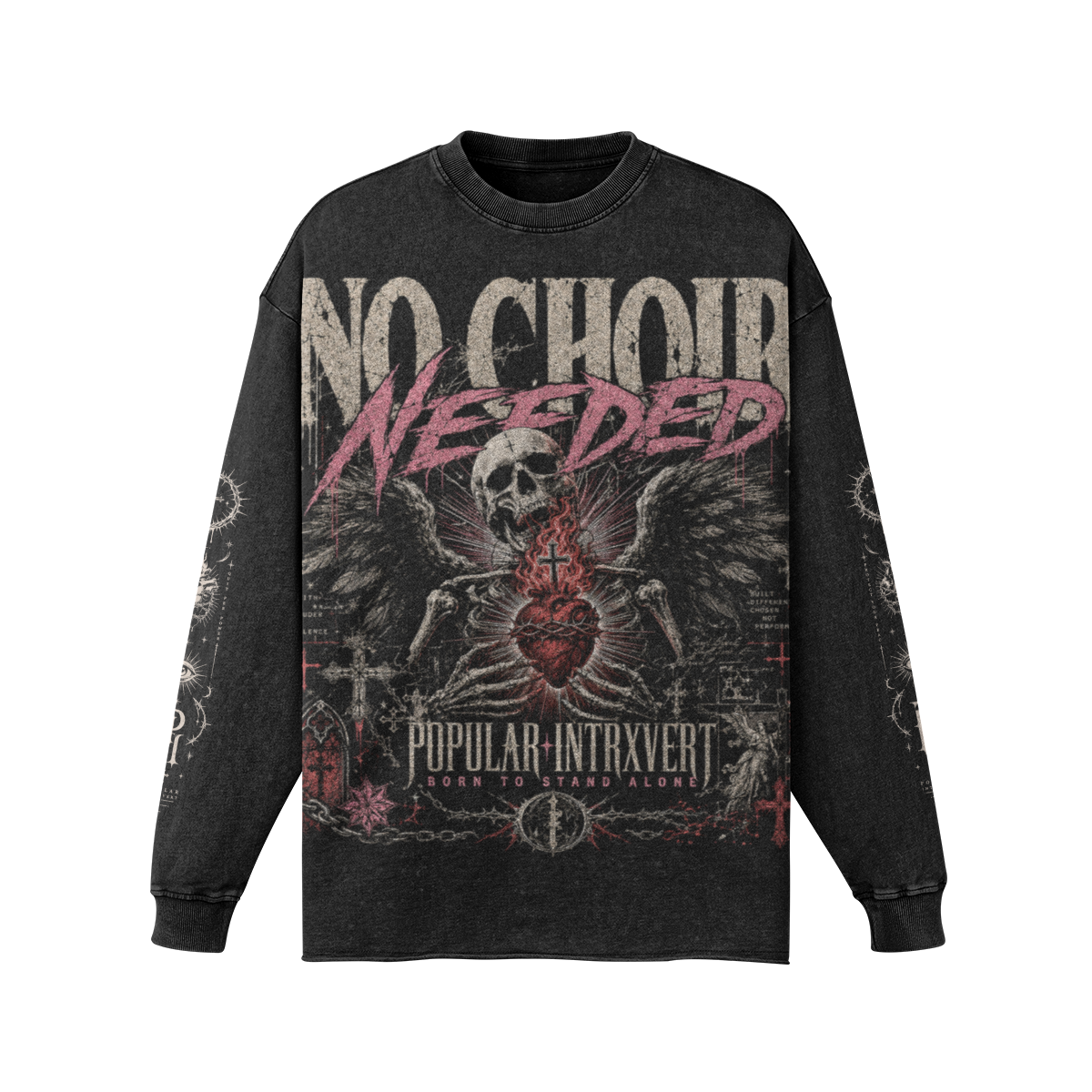 No Choir Needed | Raw Hem Long Sleeve T-Shirt