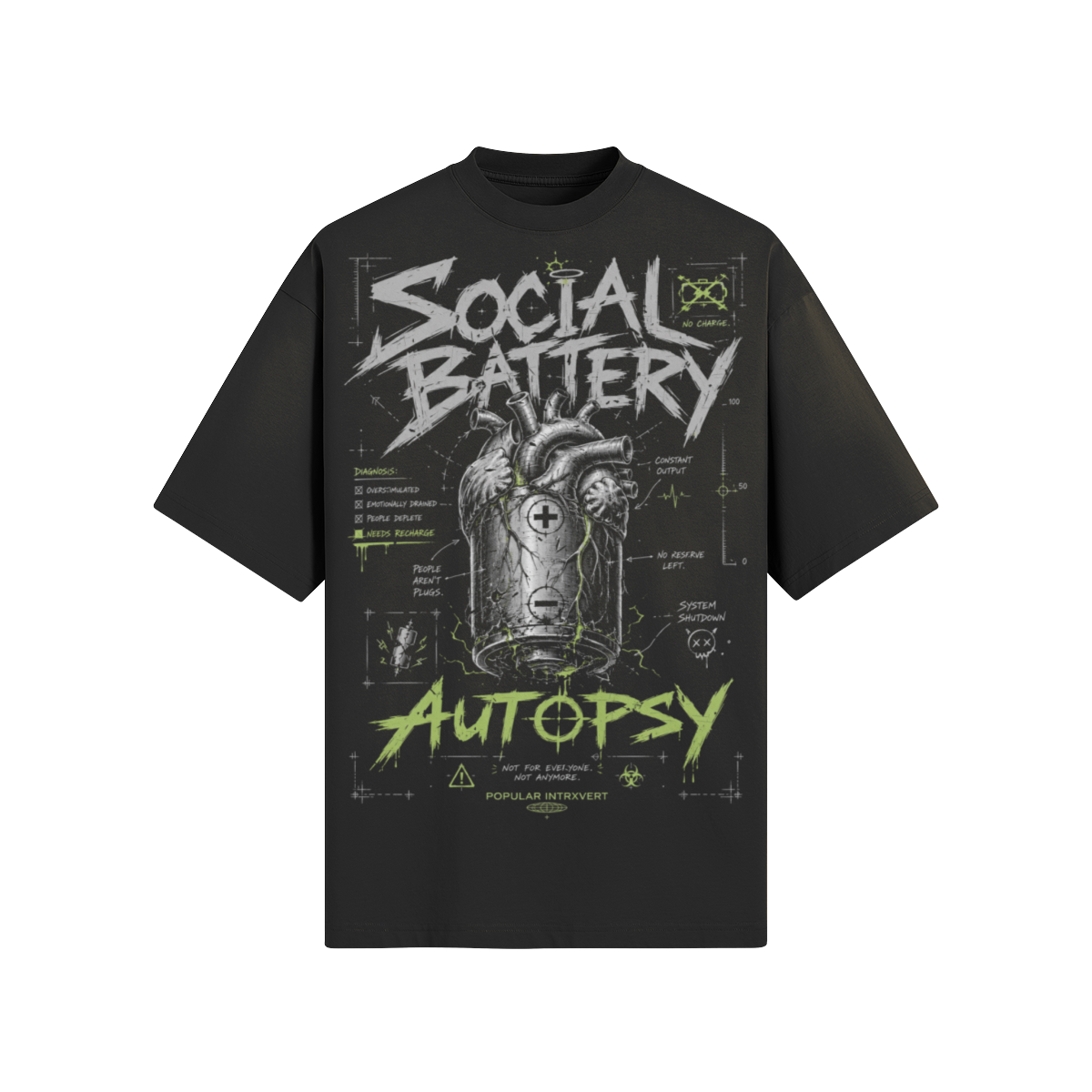 Social Battery Autopsy Graphic T-Shirt | 260 GSM Boxy Fit