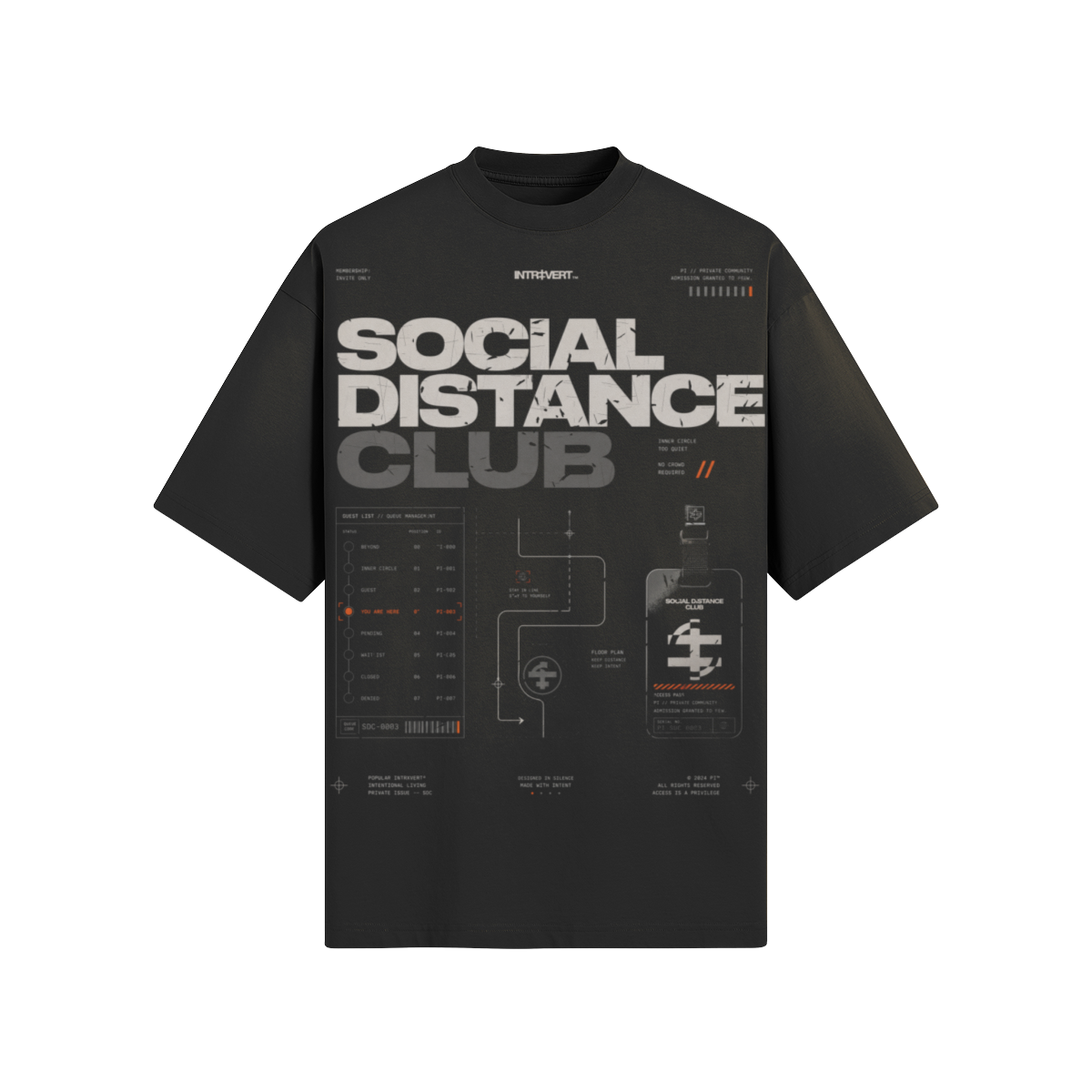 Social Distance Club Graphic T-Shirt | 260 GSM Washed Boxy Fit