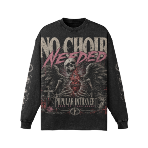 No Choir Needed 260 GSM Raw Hem Graphic Long Sleeve T-Shirt